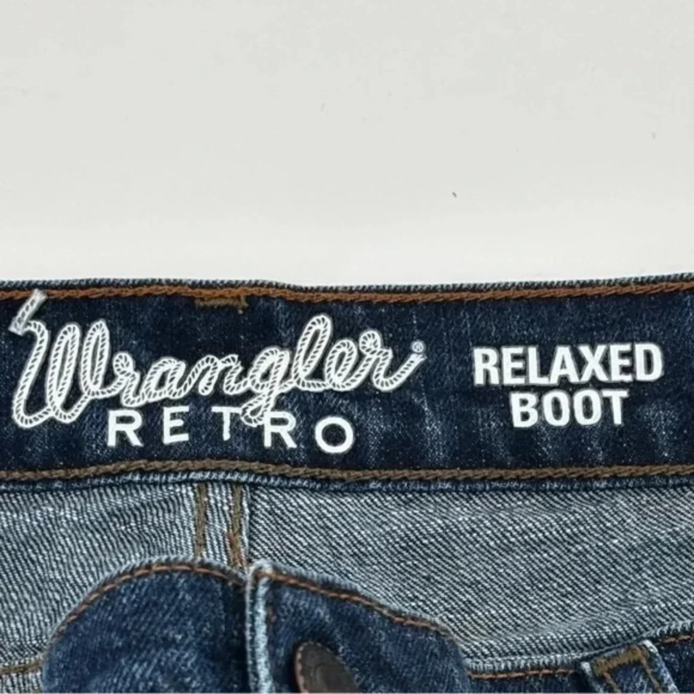 Wrangler Jeans Men 34x31 Dark Wash Retro Relaxed Boot Cut Blue Denim‎ Western